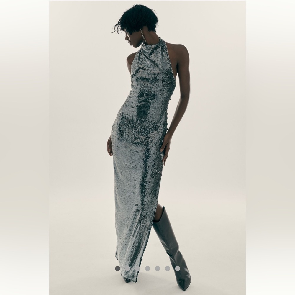 🎉SUPER RARE🎉 Anthropologie NWT MISHA Matilda Sequin Maxi Dress size L. - Picture 3 of 12